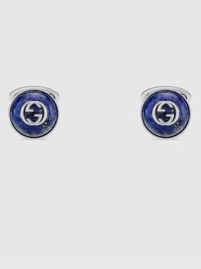 NWT Gucci Interlocking G Blue Lapis Lazuli 925 Sterling Silver Cufflinks 💝